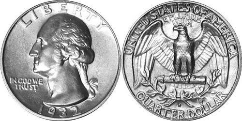 25 Cent / 1/4 Dólar Estados Unidos de América (1776 - ) Cobre/Plata George Washington