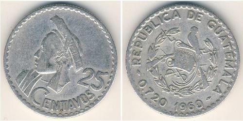 25 Centavo Guatemala (1838 - ) Argento 