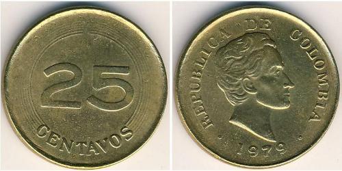 25 Centavo Republik Kolumbien  (1886 - ) Bronze/Aluminium 