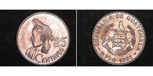 25 Centavo República de Guatemala (1838 - ) Silber 