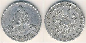 25 Centavo República de Guatemala (1838 - ) Silber 