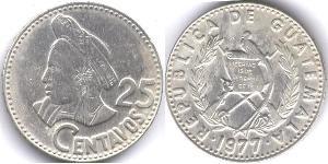 25 Centavo República de Guatemala (1838 - ) Silber 