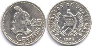 25 Centavo República de Guatemala (1838 - ) Silber 