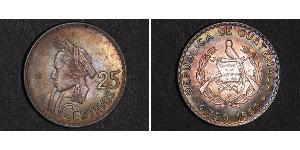 25 Centavo República de Guatemala (1838 - ) Silber 