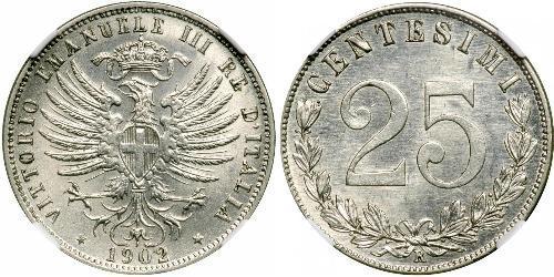 25 Centesimo Kingdom of Italy (1861-1946) Argento Vittorio Emanuele III d