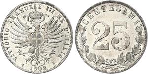 25 Centesimo Kingdom of Italy (1861-1946) Silber Viktor Emanuel III. (Italien) (1869 - 1947)