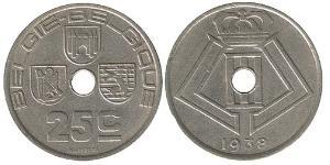 25 Centime Belgio Ottone/Nichel 