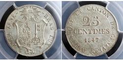 25 Centime Suiza Plata 