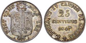 25 Centime Suiza Plata 