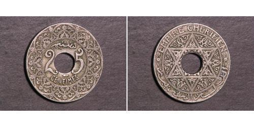 25 Centime Morocco / French protectorate in Morocco (1912 - 1956)  Yusef of Morocco  (1882 - 1927) 