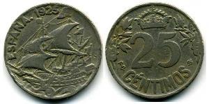 25 Centimo Kingdom of Spain (1874 - 1931) Copper/Nickel Alfonso XIII of Spain (1886 - 1941)
