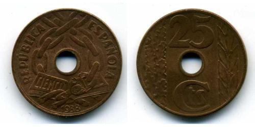 25 Centimo Zweite Spanische Republik (1931 - 1939) Kupfer 