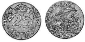 25 Centimo Kingdom of Spain (1874 - 1931) Kupfer/Nickel Alfonso XIII of Spain (1886 - 1941)