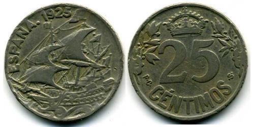 25 Centimo Kingdom of Spain (1874 - 1931) Kupfer/Nickel Alfonso XIII of Spain (1886 - 1941)