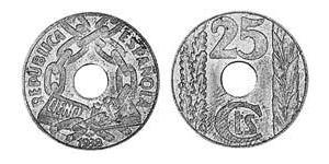 25 Centimo Seconda repubblica spagnola (1931 - 1939) Rame 