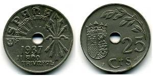 25 Centimo Seconda repubblica spagnola (1931 - 1939) Rame/Nichel 