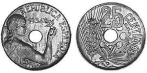 25 Centimo Seconda repubblica spagnola (1931 - 1939) Rame/Nichel 