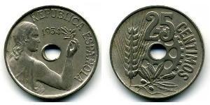 25 Centimo Seconda repubblica spagnola (1931 - 1939) Rame/Nichel 