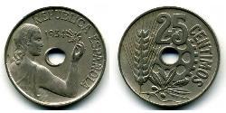 25 Centimo 西班牙第二共和国 (1931 - 1939) 镍/銅 