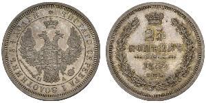 25 Copeca Impero russo (1720-1917) Argento Alessandro II (1818-1881) / Nicola I (1796-1855)