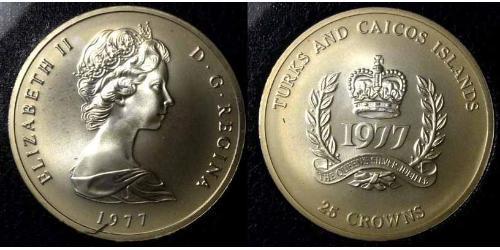 25 Crown 特克斯和凯科斯群岛 銅/镍 伊丽莎白二世 (1926-2022)
