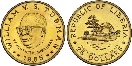 25 Dollar 利比里亚 (1847 - ) 金 William Tubman