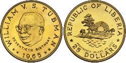 25 Dollaro Liberia (1847 - ) Oro William Tubman