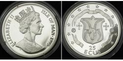 25 Ecu Île de Man Argent Elizabeth II (1926-2022)