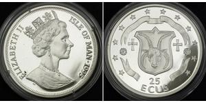 25 Ecu Île de Man Argent Elizabeth II (1926-2022)