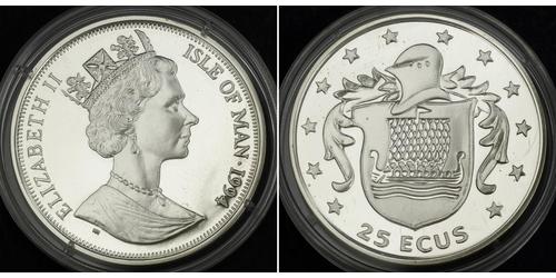 25 Ecu Isla de Man  Isabel II (1926-2022)