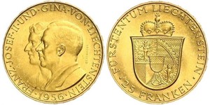 25 Franc Liechtenstein Gold Franz Joseph II, Prince of Liechtenstein (1938 - 1989) 