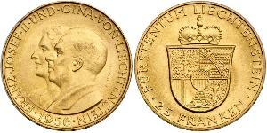 25 Franc Liechtenstein (1719 - ) Gold Franz Joseph II, Prince of Liechtenstein (1938 - 1989) 