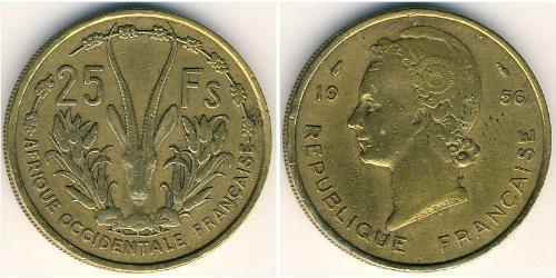 25 Franc French West Africa (1895-1958) Latón 