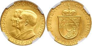 25 Franc Liechtenstein Or Franz Joseph II, Prince of Liechtenstein (1938 - 1989) 