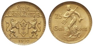 25 Gulden Gdansk (1920-1939) Gold 