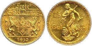 25 Gulden 但澤自由市 (1920 - 1939) 金 