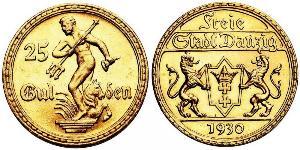 25 Gulden 但澤自由市 (1920 - 1939) 金 