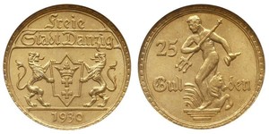 25 Gulden 但澤自由市 (1920 - 1939) 金 