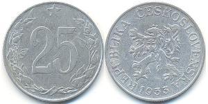 25 Heller Tchécoslovaquie  (1918-1992) Aluminium 