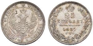 25 Kopeck Empire russe (1720-1917) Argent Alexandre II (1818-1881) / Nicolas I (1796-1855)