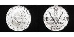 25 Krone Noruega (1905 - ) Plata Haakon VII de Noruega (1872 - 1957) / Olaf V de Noruega (1903 - 1991)