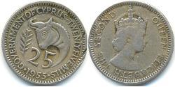 25 Mill British Cyprus (1878 - 1960) Níquel/Cobre Isabel II (1926-2022)