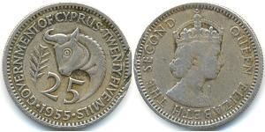 25 Mill British Cyprus (1878 - 1960) Níquel/Cobre Isabel II (1926-2022)