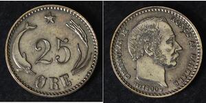 25 Ore Danemark Argent Christian IX de Danemark (1818-1906)