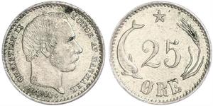 25 Ore Danimarca Argento Cristiano IX di Danimarca (1818-1906)