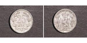 25 Ore Noruega Plata Óscar II de Suecia (1829-1907)