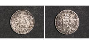 25 Ore Noruega Plata Óscar II de Suecia (1829-1907)