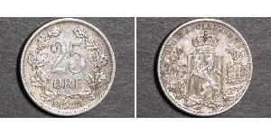 25 Ore Noruega Plata Óscar II de Suecia (1829-1907)