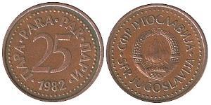25 Para Socialist Federal Republic of Yugoslavia (1943 -1992) Bronze 