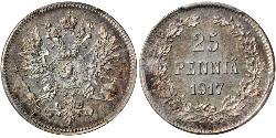 25 Penny Grand-duché de Finlande (1809 - 1917) Argent Nicolas II (1868-1918)